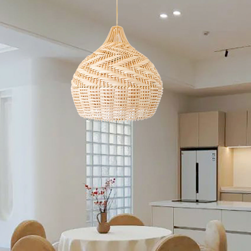 Round Handmade Rattan Lampshade Rustic Wicker Boho Lamp-[Modern pendant lighting for bedroom and living space]-Demolights UK