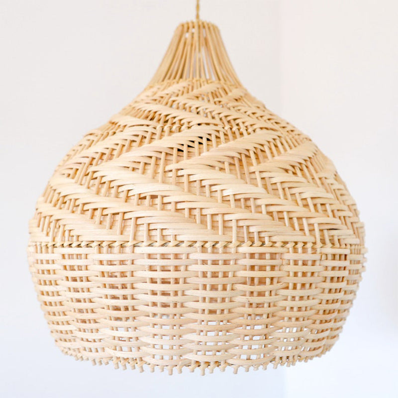 Round Handmade Rattan Lampshade Rustic Wicker Boho Lamp