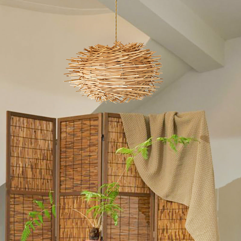 Rattan Lamp Shade Rustic Pendant Light Woven Lamp Chandelier-[Modern pendant lighting for bedroom and living space]-Demolights UK