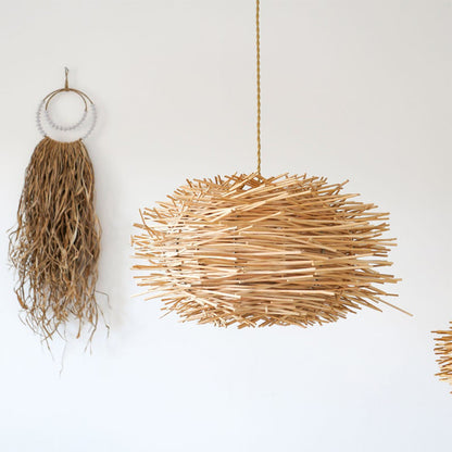Rattan Lamp Shade Rustic Pendant Light Woven Lamp Chandelier