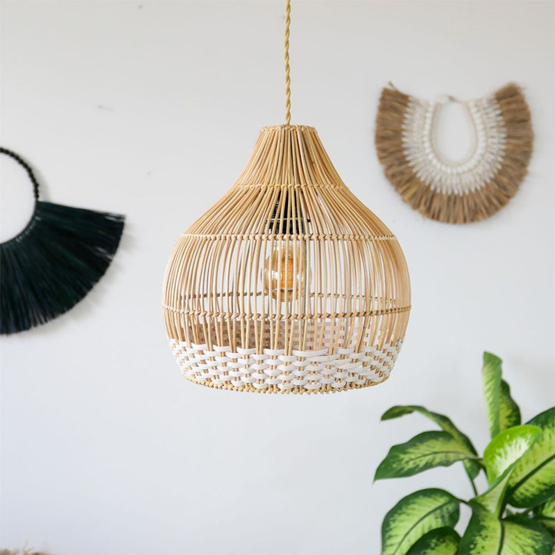 White Thread Bamboo Pendant Light Lamp Shade