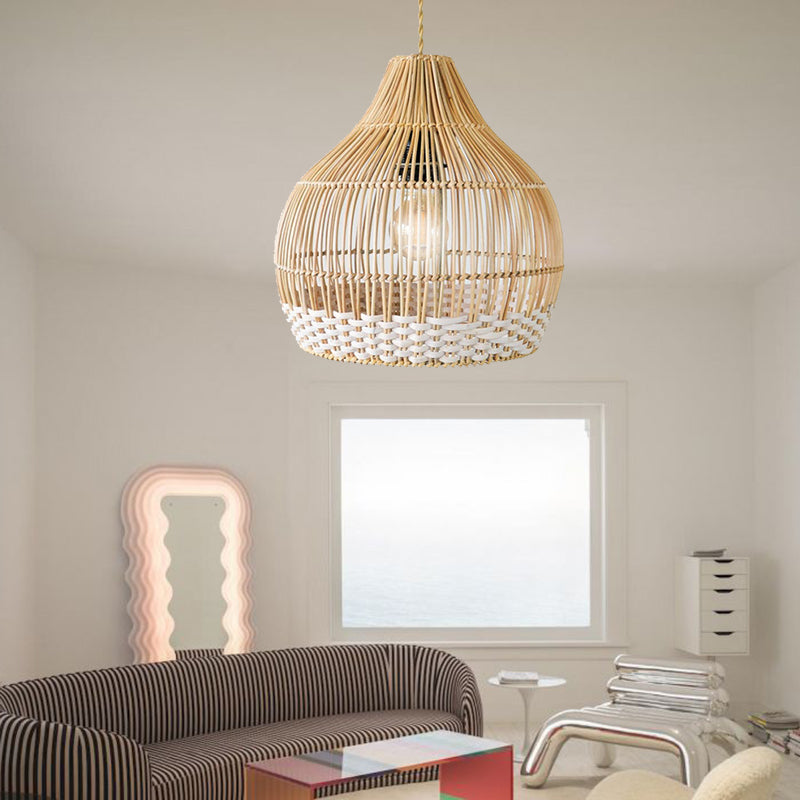 White Thread Bamboo Pendant Light Lamp Shade