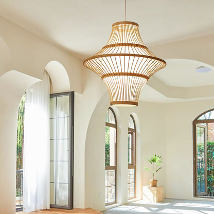 Bamboo Chandelier Retro Lantern Lamp Weaving Pendant Light Shade