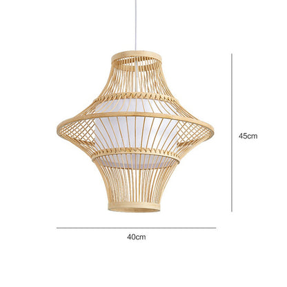 Bamboo Chandelier Retro Lantern Lamp Weaving Pendant Light Shade