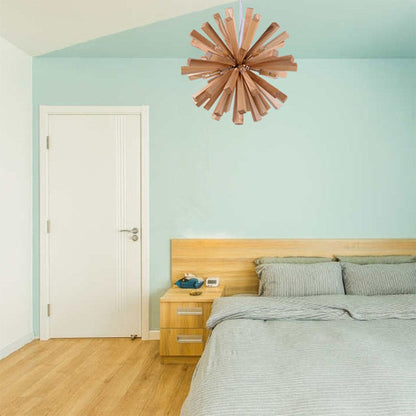 Nordic Creative Wooden Chandelier Flower-Shaped Dandelion Pendants Lights