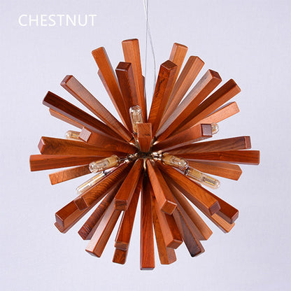Nordic Creative Wooden Chandelier Flower-Shaped Dandelion Pendants Lights