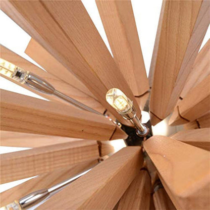 Nordic Creative Wooden Chandelier Flower-Shaped Dandelion Pendants Lights