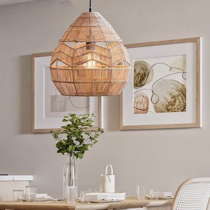 Rattan Pendant Lamp Retro Hanging Lights Rope Lampshade