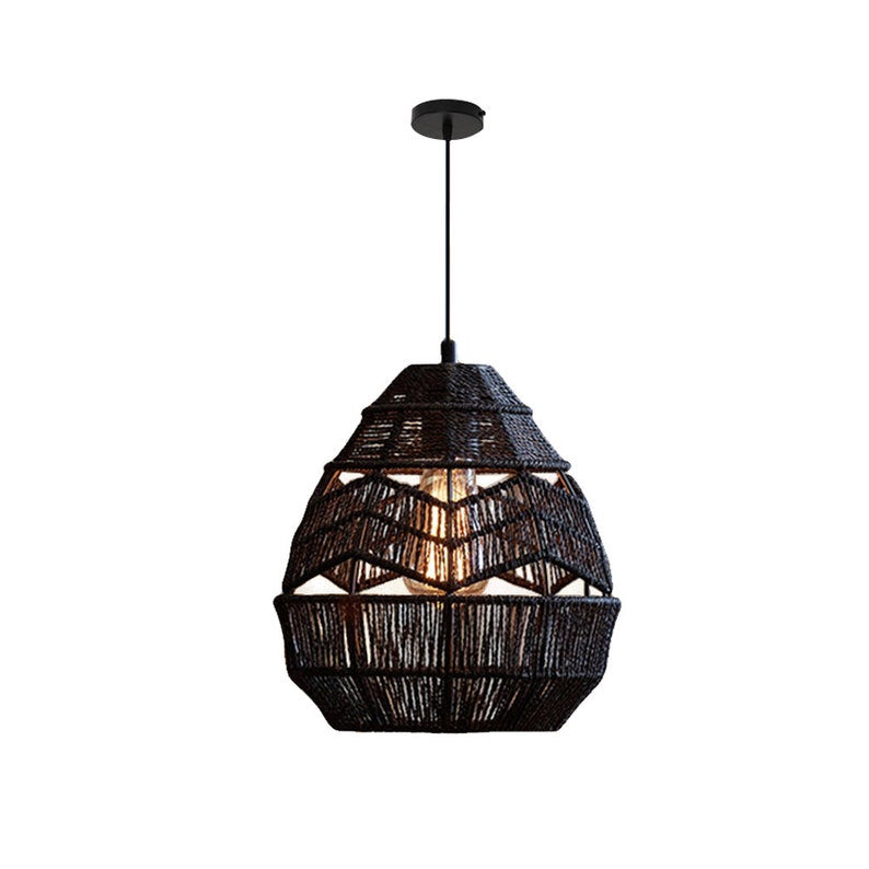 Rattan Pendant Lamp Retro Hanging Lights Rope Lampshade