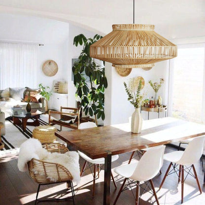 Rattan Pendant Light Woven Pendant Shade Flush Mount Ceiling Light