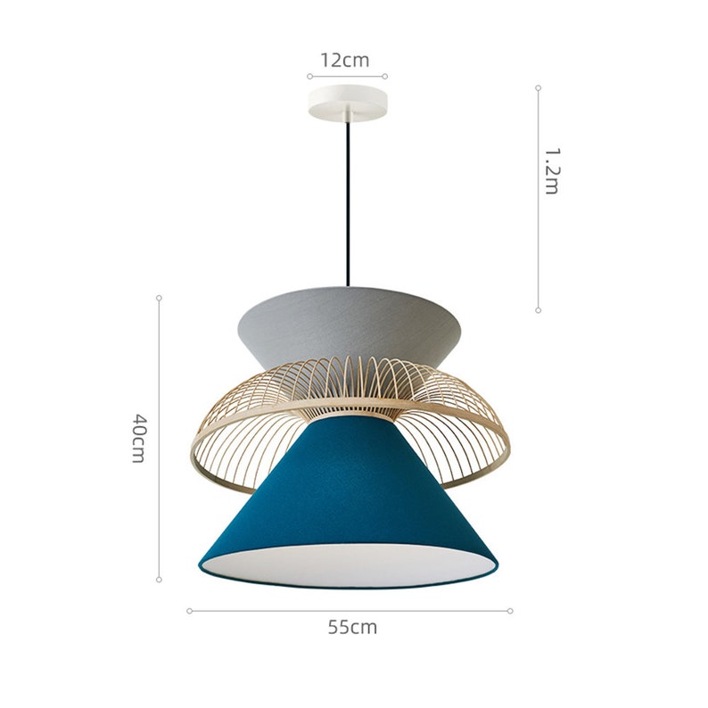 Water Lake Blue Fabric Ceiling Lamp Nordic Chandelier Basket Light Fixture