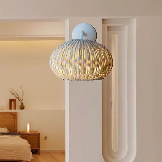 Rattan Wall Lights Globe Wall Lamp Bamboo Japanese Furniture Mushroom Light-[Modern pendant lighting for bedroom and living space]-Demolights UK