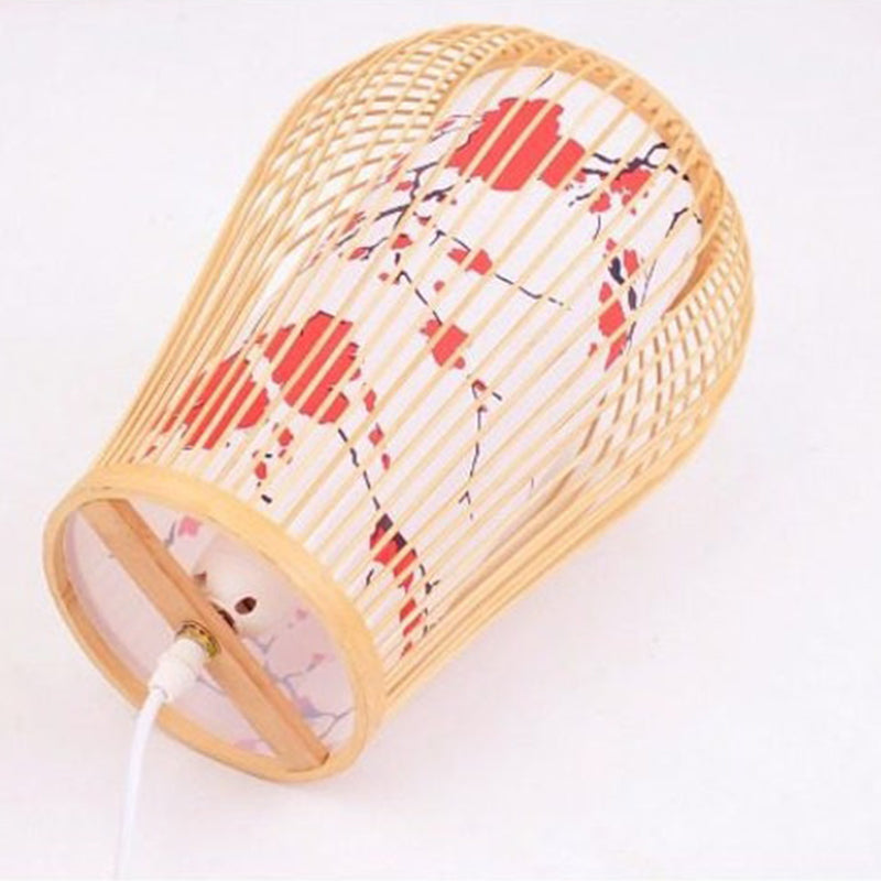 Bamboo Wicker Rattan Lantern Shade Wall Lamp Rustic Country Sconce