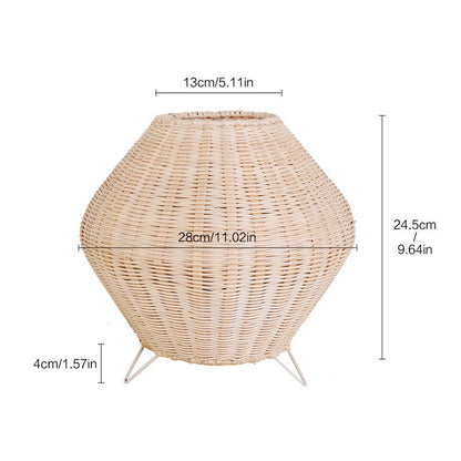 Rattan Weaving Table Lamp Eye-Caring Handmade Reading Light Decoration