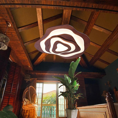 Flower Wood Ceiling Light Hardwired Wood Ceiling Lamp
