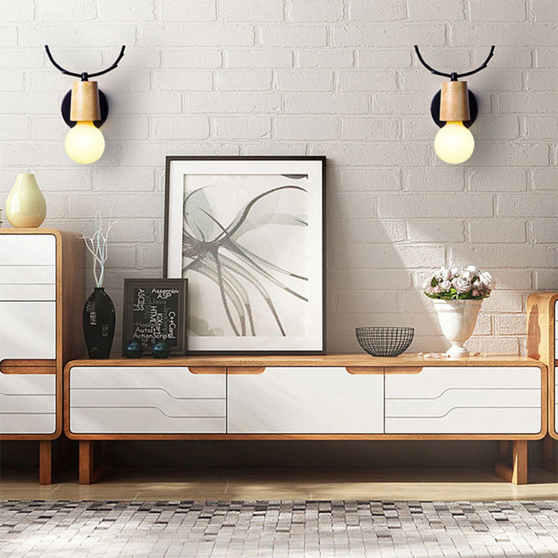 White Wooden Elk Wall Lamp Bedside Lamp