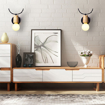 White Wooden Elk Wall Lamp Bedside Lamp