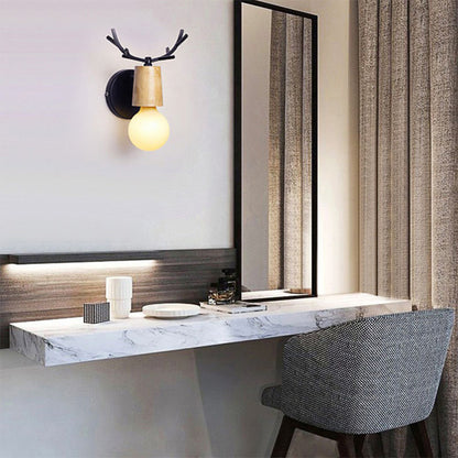 White Wooden Elk Wall Lamp Bedside Lamp