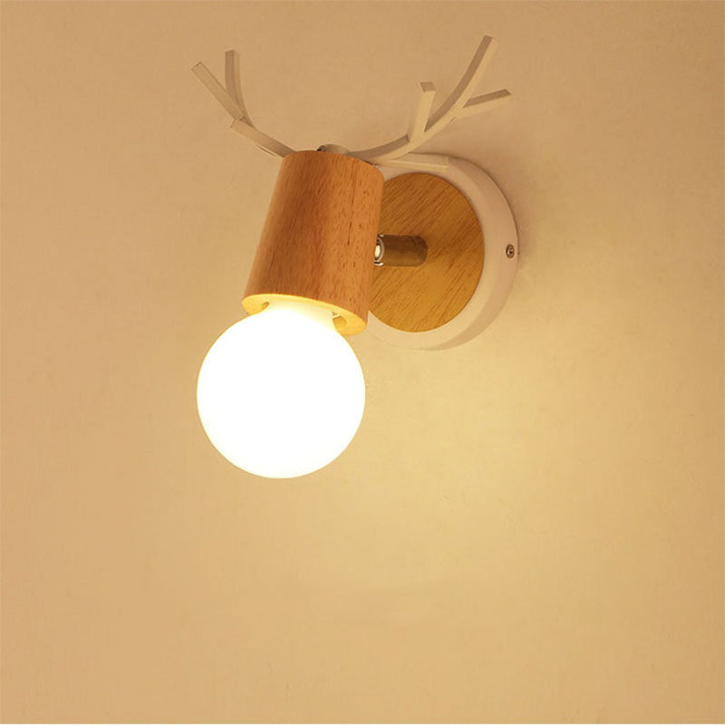 White Wooden Elk Wall Lamp Bedside Lamp