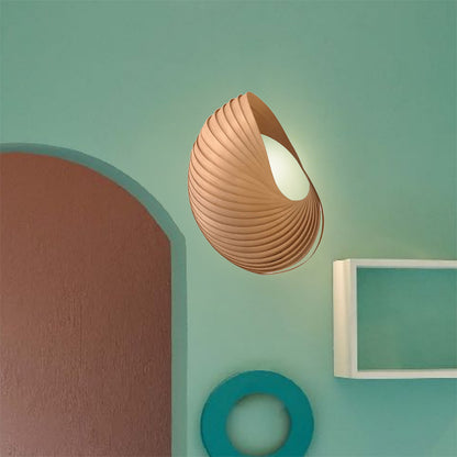 Shell Plug In Wall Sconce Wood Lampshade Art Sconce Light-[Modern pendant lighting for bedroom and living space]-Demolights UK