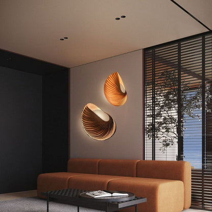 Shell Plug In Wall Sconce Wood Lampshade Art Sconce Light