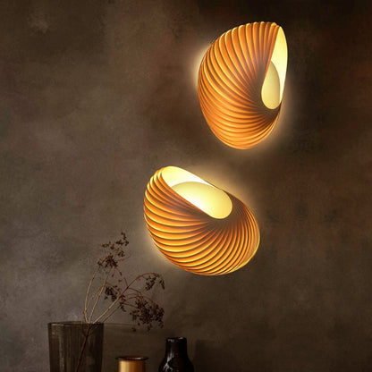 Shell Plug In Wall Sconce Wood Lampshade Art Sconce Light
