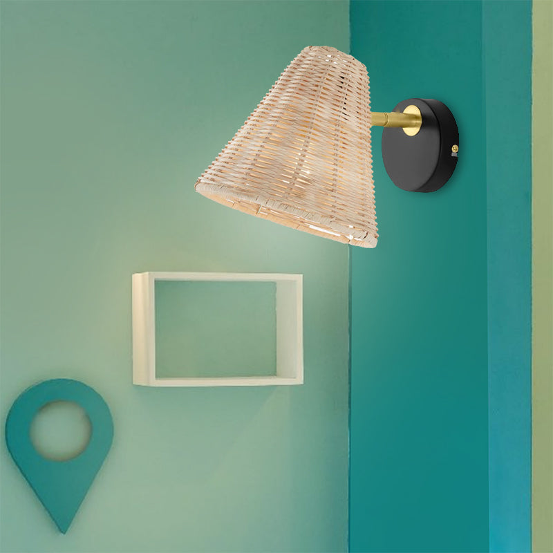 Rattan Wall Lamp Plug In Wall Lights Wicker Lampshade