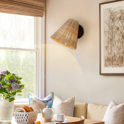 Rattan Wall Lamp Plug In Wall Lights Wicker Lampshade