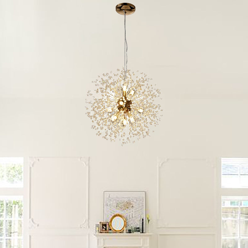 Modern Crystal Firework Chandelier - Gold Dandelion Pendant Light