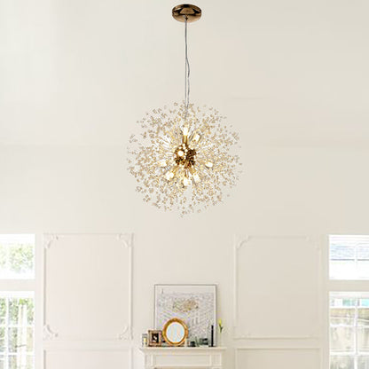 Modern Crystal Firework Chandelier - Gold Dandelion Pendant Light