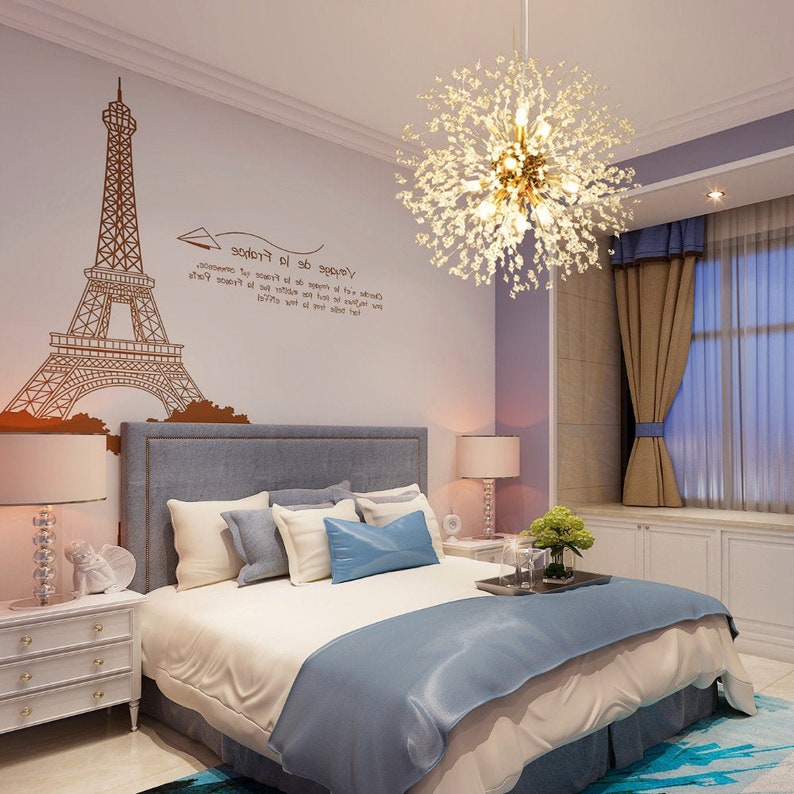 Modern Crystal Firework Chandelier - Gold Dandelion Pendant Light