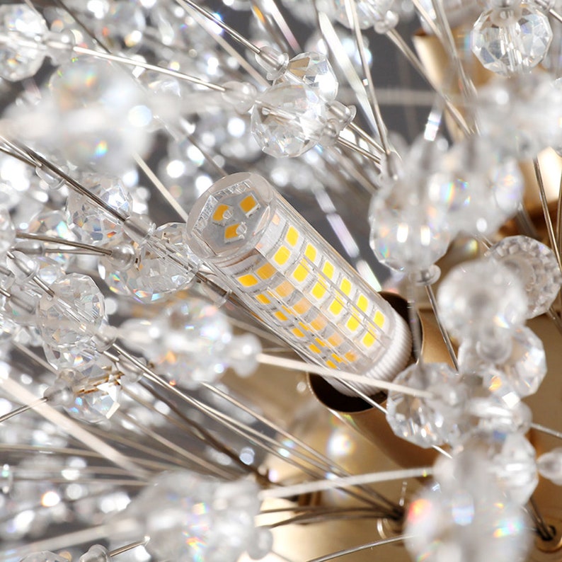 Modern Crystal Firework Chandelier - Gold Dandelion Pendant Light