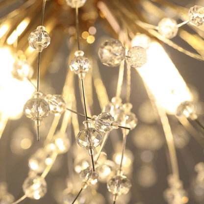 Modern Crystal Firework Chandelier - Gold Dandelion Pendant Light