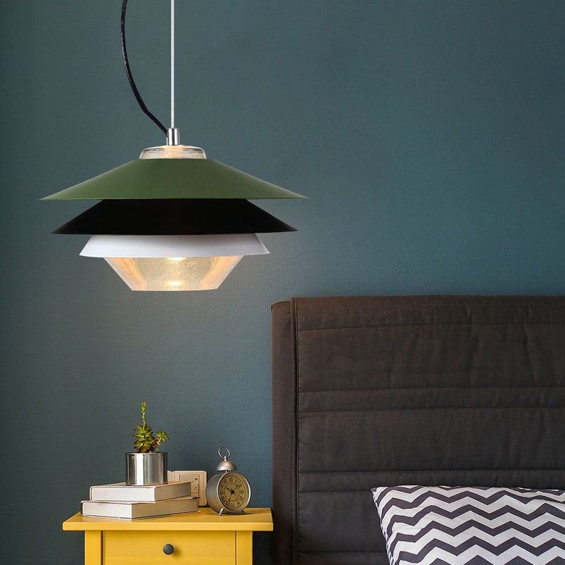 Green Pendant Light Modern Chandelier 3 Layer Light Fixture Art