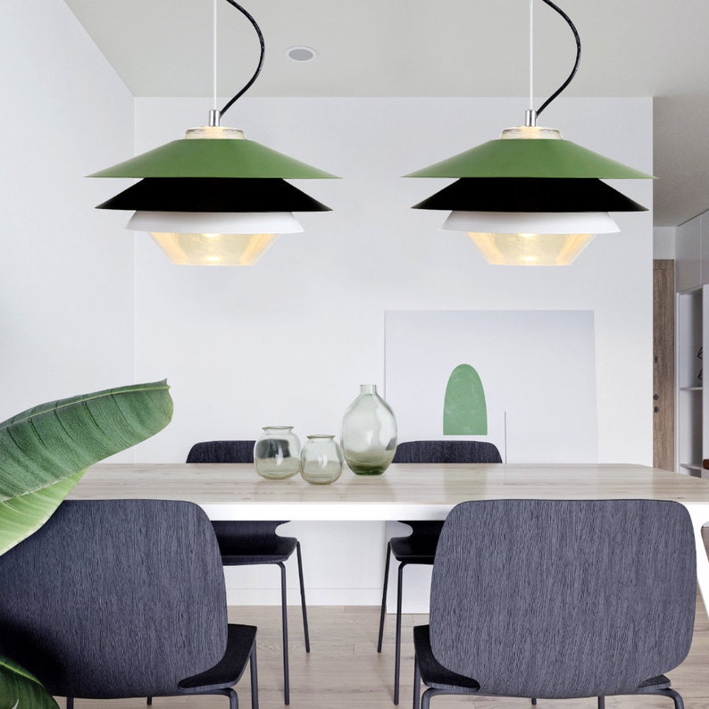 Green Pendant Light Modern Chandelier 3 Layer Light Fixture Art