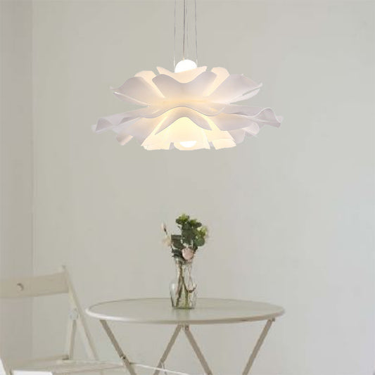 White Plastic Ceiling Light Metal Nordic pendant light Flower Chandelier Lighting-[Modern pendant lighting for bedroom and living space]-Demolights UK