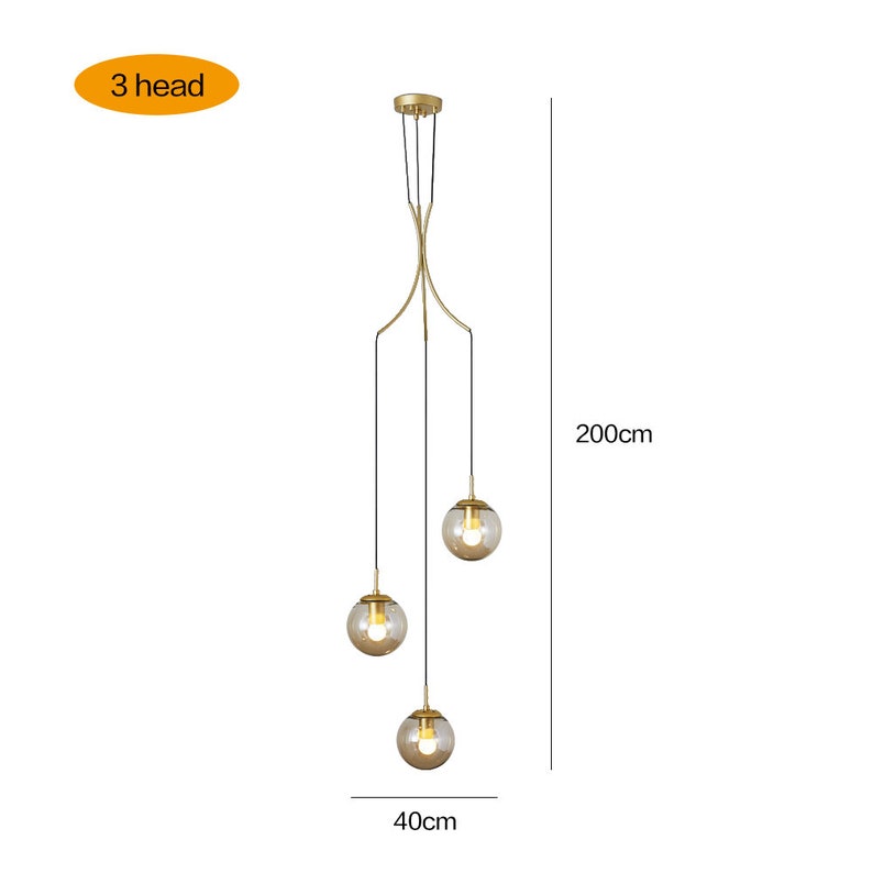 Modern Nordic Spiral Glass Globe Chandelier - Luxury Gold Staircase Pendant Light