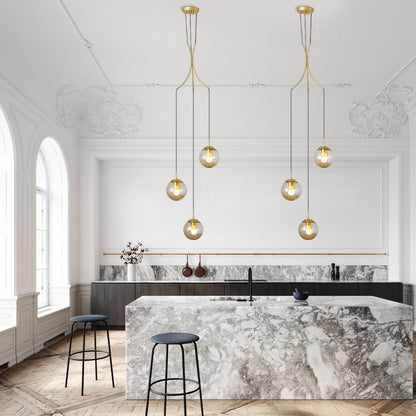 Modern Nordic Spiral Glass Globe Chandelier - Luxury Gold Staircase Pendant Light