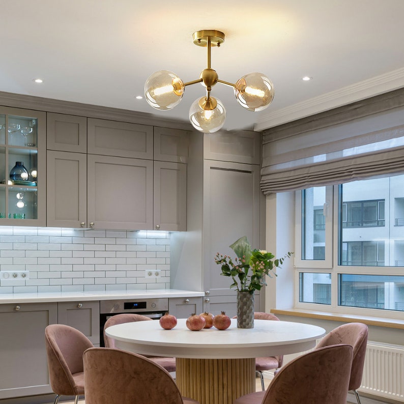 Bubble Pendant Light Modern Brass Chandelier Metal Ceiling Light Fixture-[Modern pendant lighting for bedroom and living space]-Demolights UK