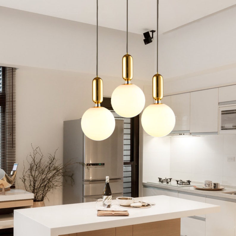 Modern Kitchen Pendant Light Unique Brass Ceiling Light-[Modern pendant lighting for bedroom and living space]-Demolights UK