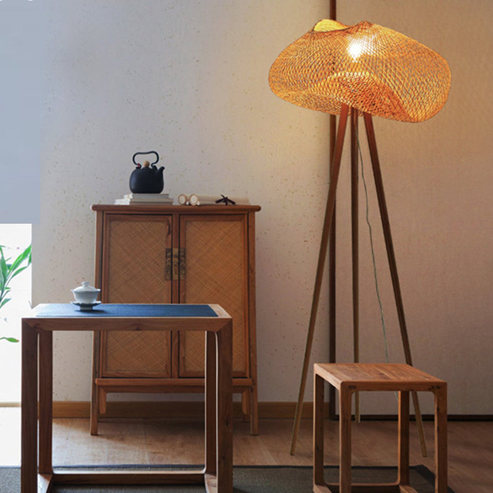 Bamboo Hand Knitted Lampshade Floor Light