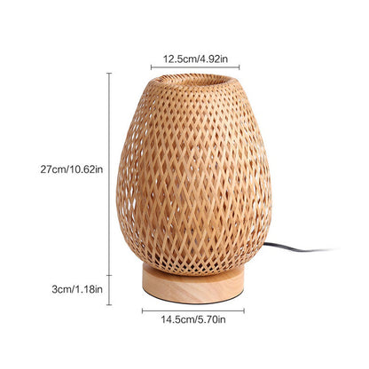 Bamboo Weaving Table Lamp Eye-Caring Bedroom Bedside Night Light