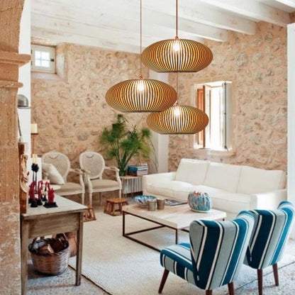 Wood Pendant Light Globe Wooden Light Fixture
