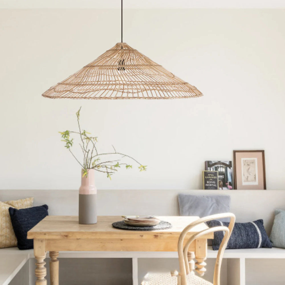 Rustic Pendant Light Umbrella Wicker Lampshade