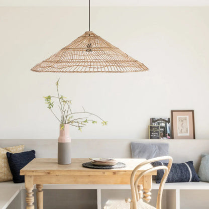 Rustic Pendant Light Umbrella Wicker Lampshade