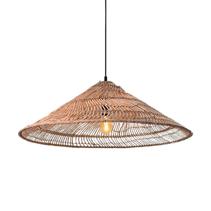 Rustic Pendant Light Umbrella Wicker Lampshade