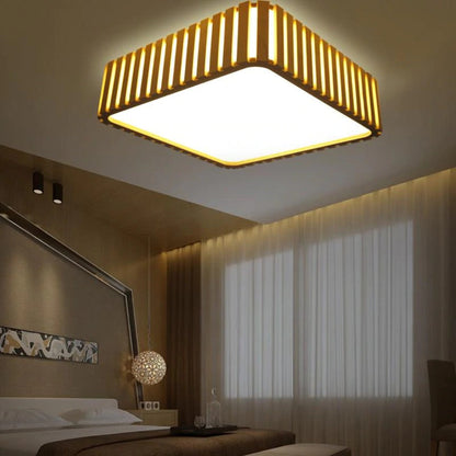 Square Wood Ceiling Light Led Wood Pendant Lamp