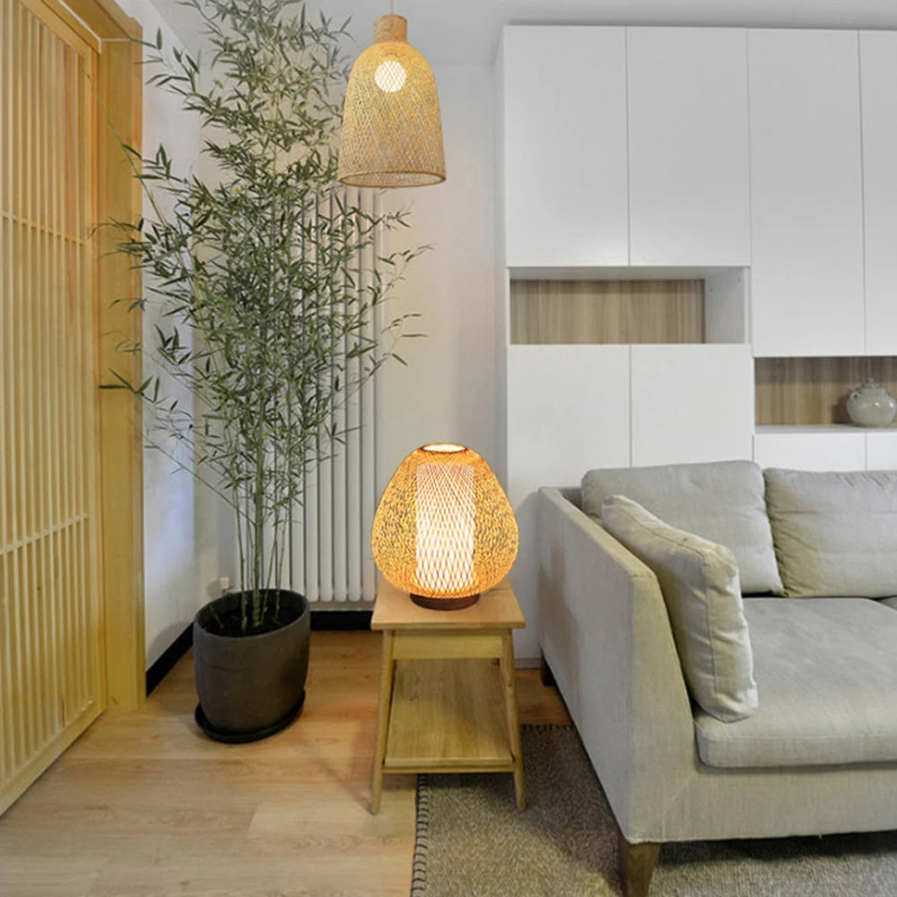Traditional Bamboo Desk Lamp Weave Lampshade