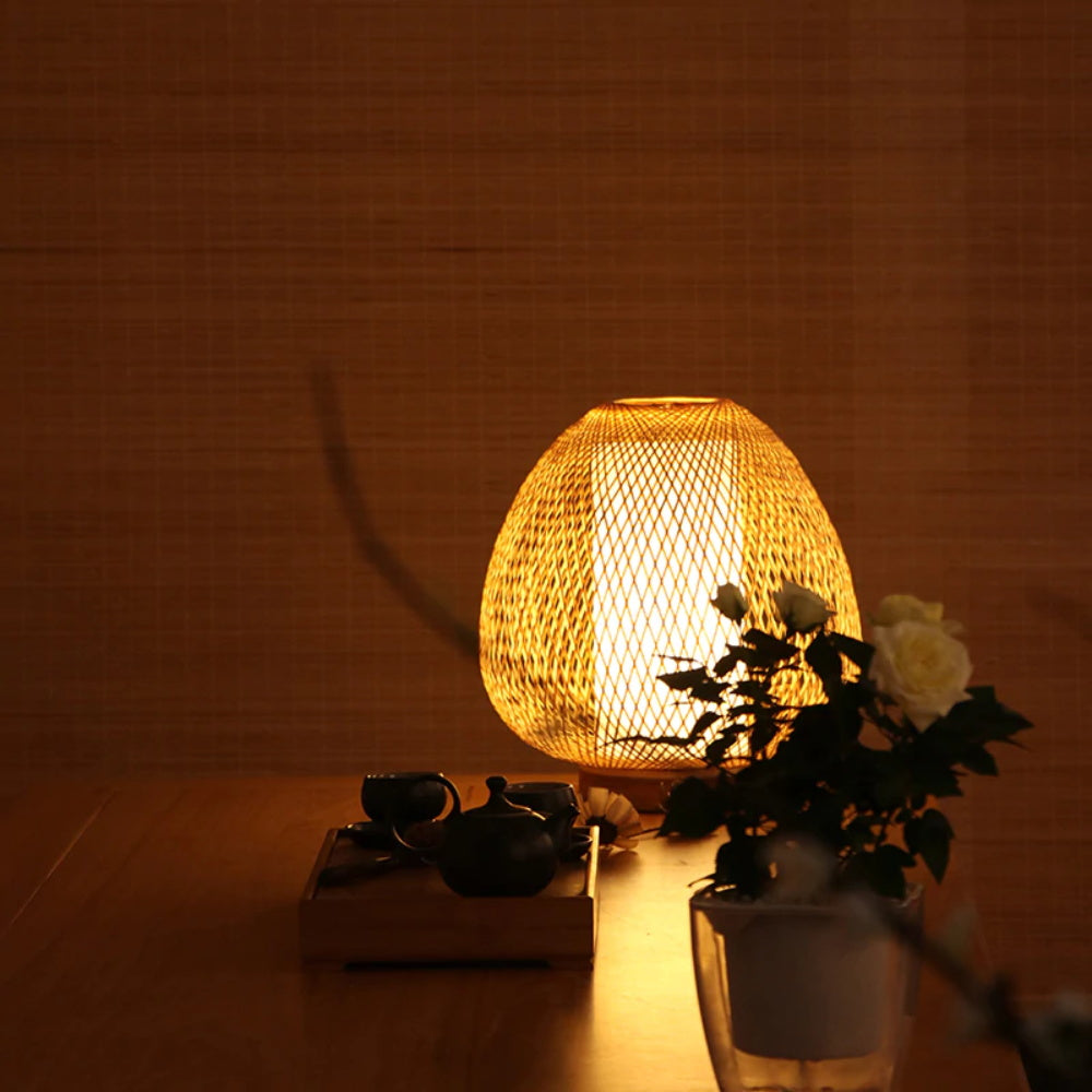 Traditional Bamboo Desk Lamp Weave Lampshade