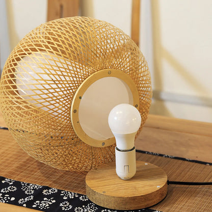 Traditional Bamboo Desk Lamp Weave Lampshade